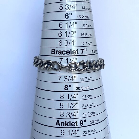 VTG Elco Solid Sterling Silver 925 Chunky Unisex ID Curb Chain Bracelet 7.75" - Picture 11 of 16